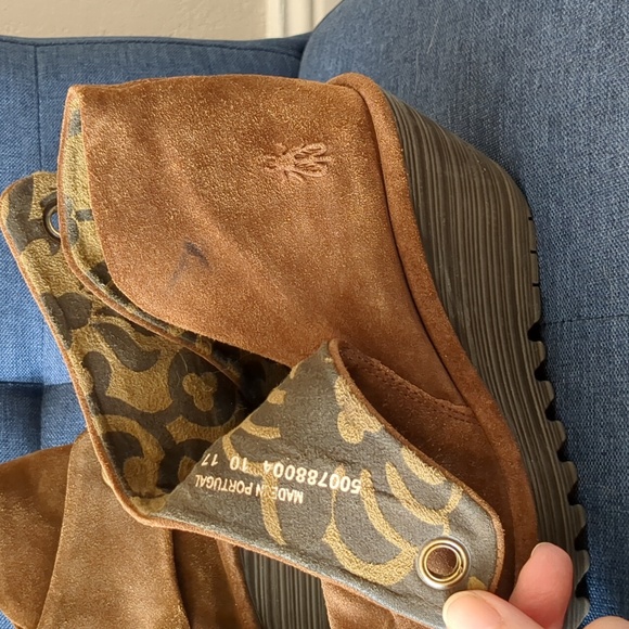 Fly London Yebi Wedge Ankle Bootie Size EU 38 Brown Suede NO LACES - Picture 3 of 5